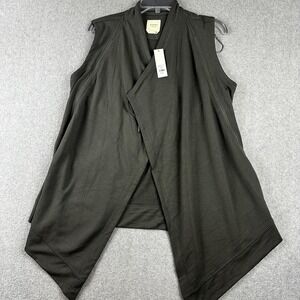 Harper Heritage Long Jersey Vest Womens Small Gray Sleeveless Open Front Drape